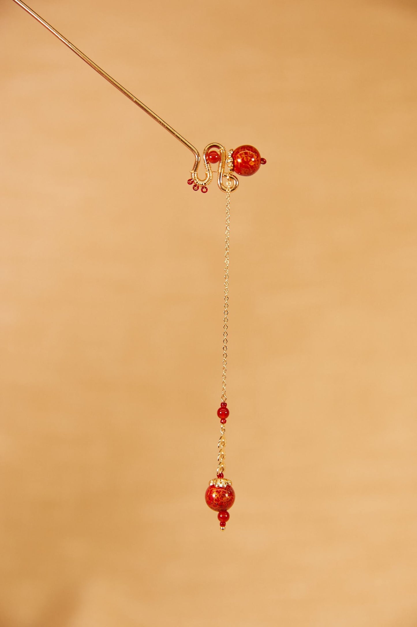 Jewelry/Lacquer hairpin (13cm X 13.8cm)/lucky red ball