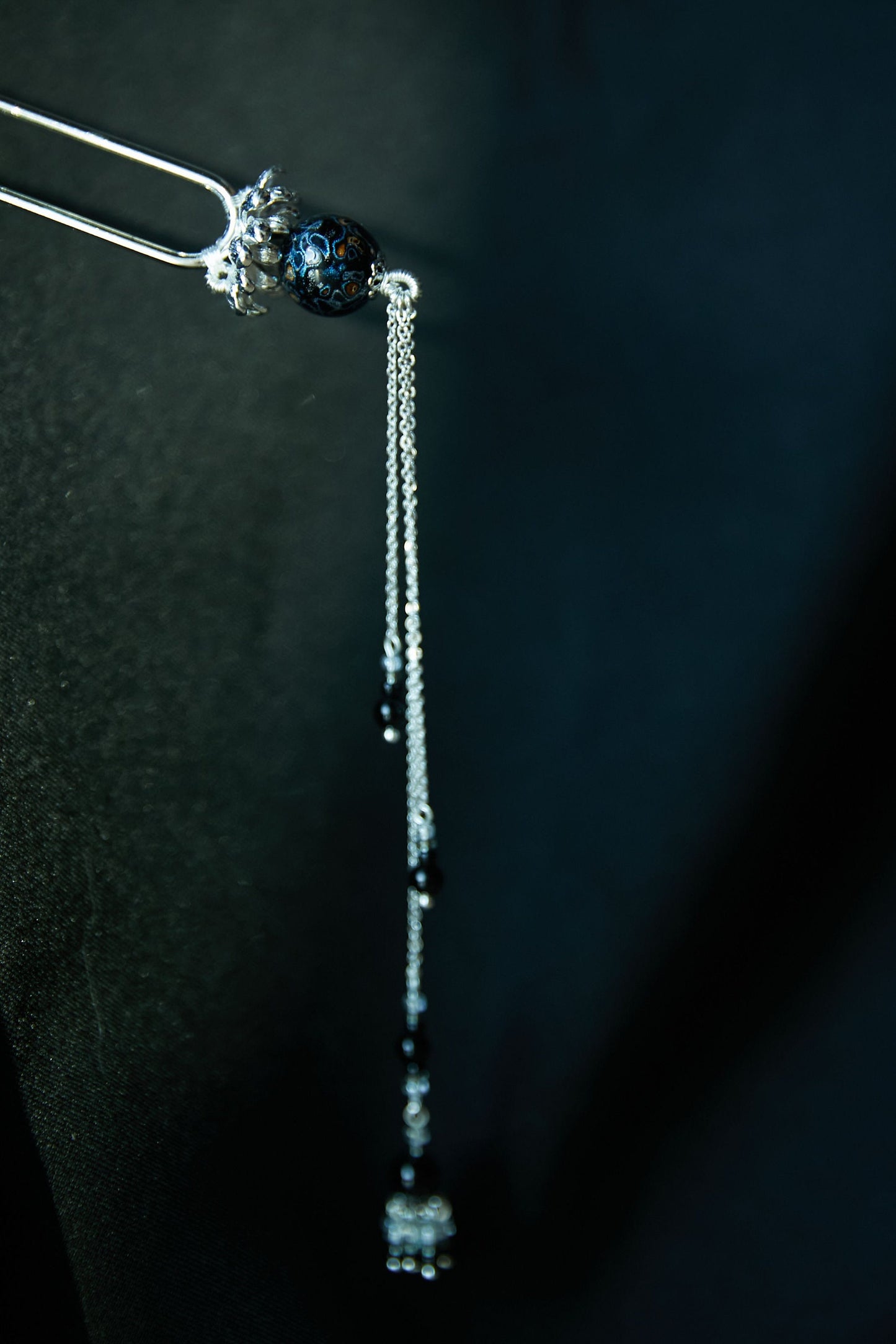 Jewelry/Lacquer hairpin (28cm)/spring thunder blue ball