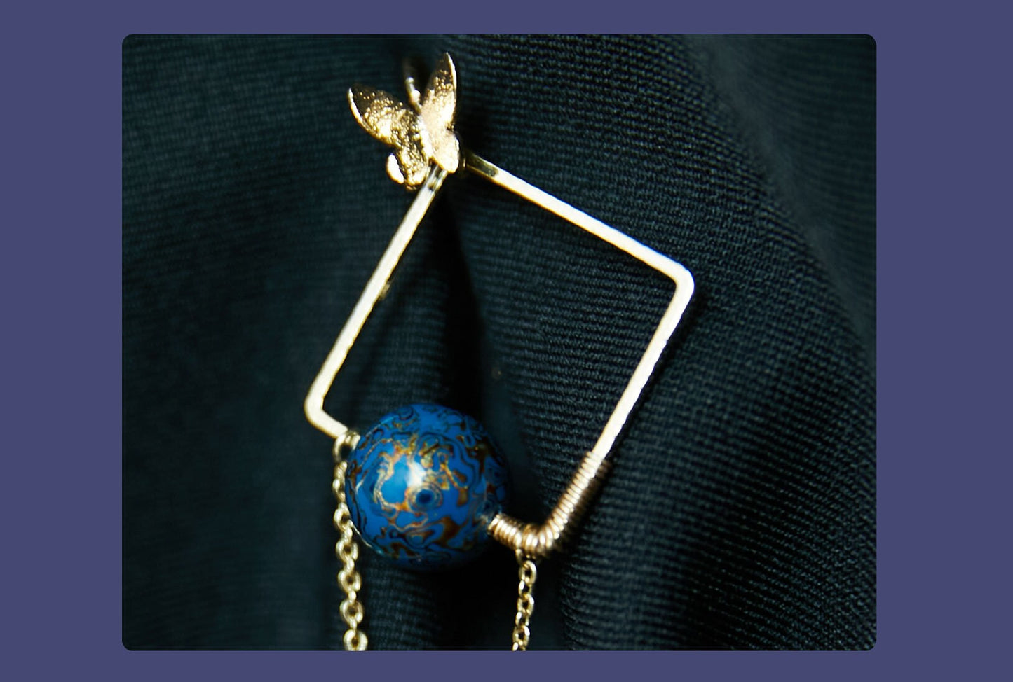 Jewelry/Lacquer earring (5.5cm X 2.5cm)/spring thunder blue ball