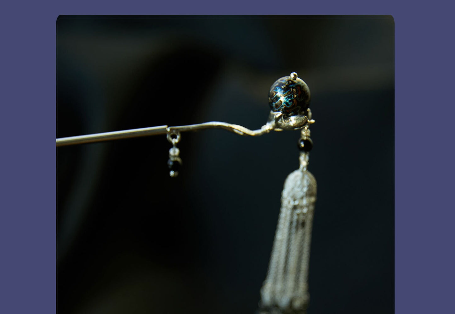 Jewelry/Lacquer hairpin (31cm)/spring thunder blue ball