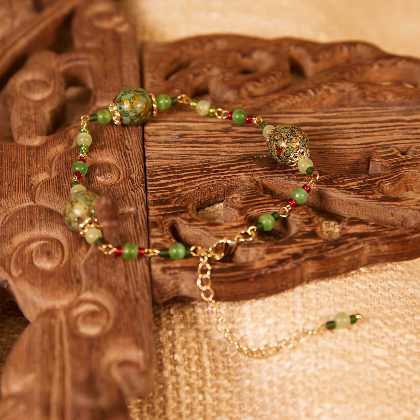 Jewelry/Lacquer bracelet (24.5cm)/spring green ball