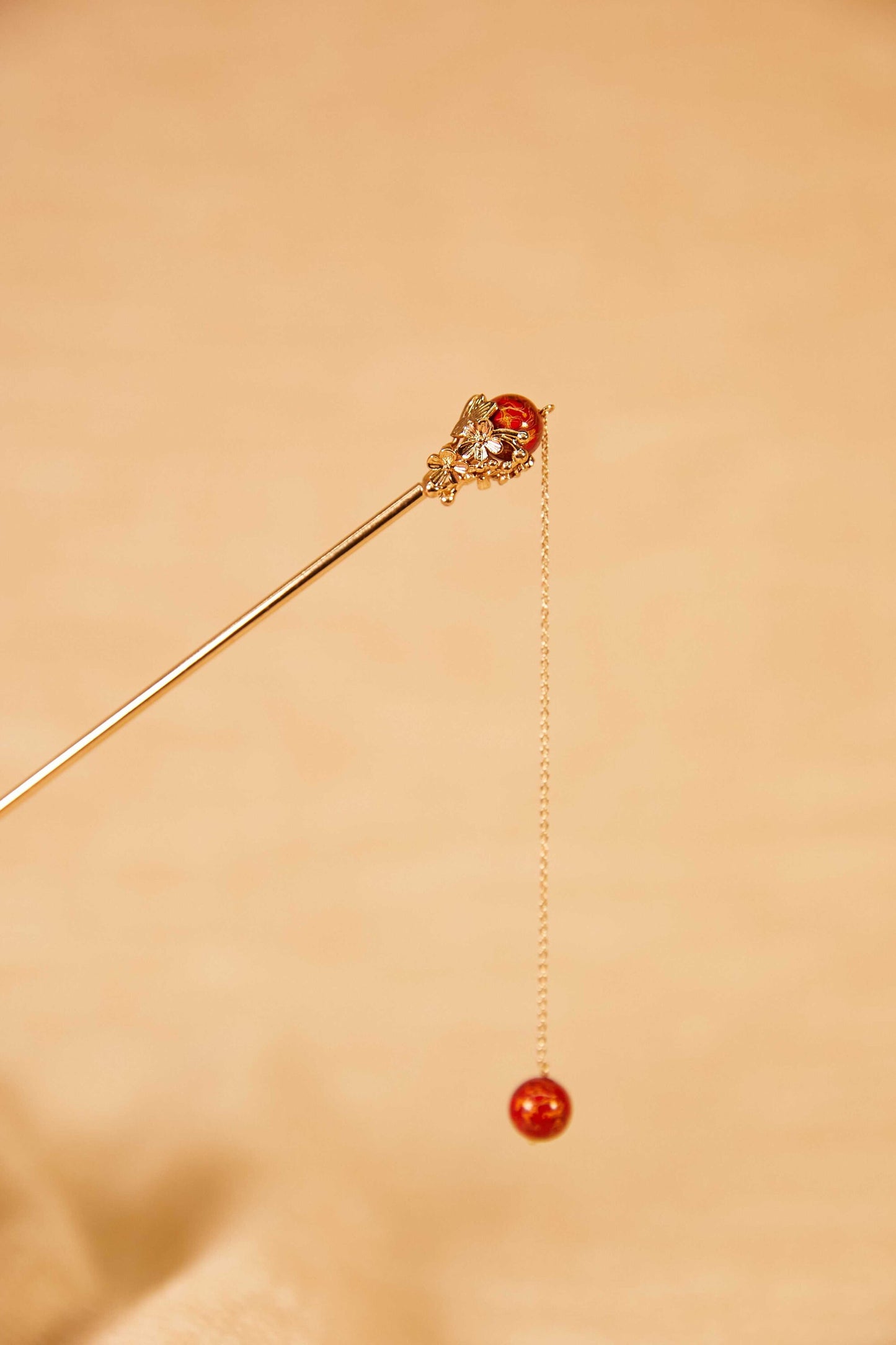 Jewelry/Lacquer hairpin (14cm X 13cm)/spring red flower