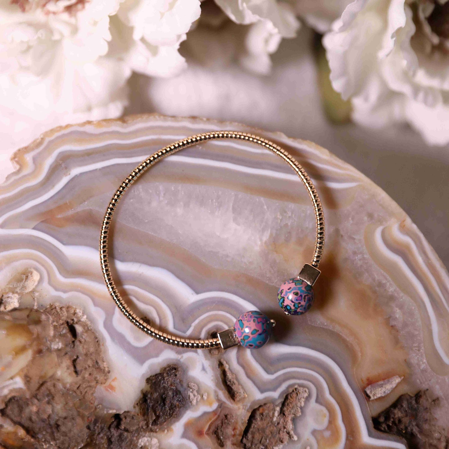 Jewelry/Lacquer bracelet (6cm X 6cm)/cosmos blue ball