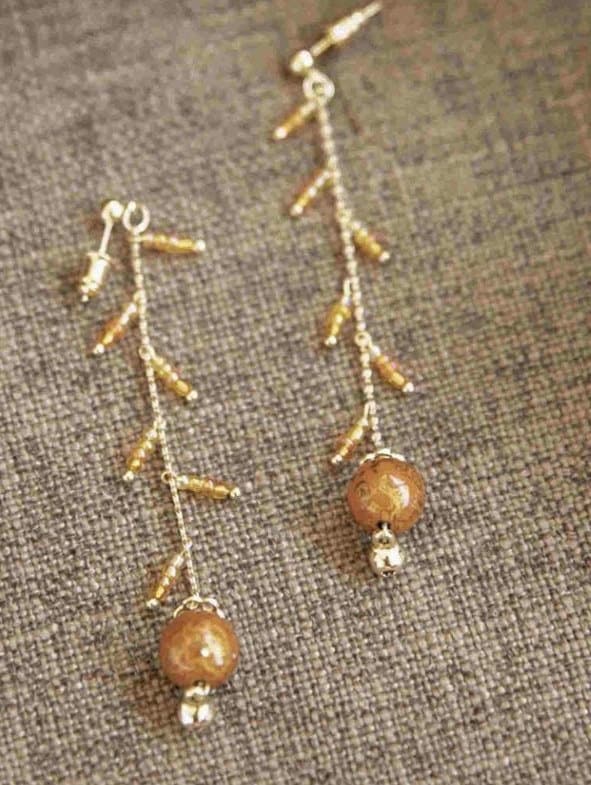 Jewelry/Lacquer earrings (4.5cm X 1cm)/summer orange ball