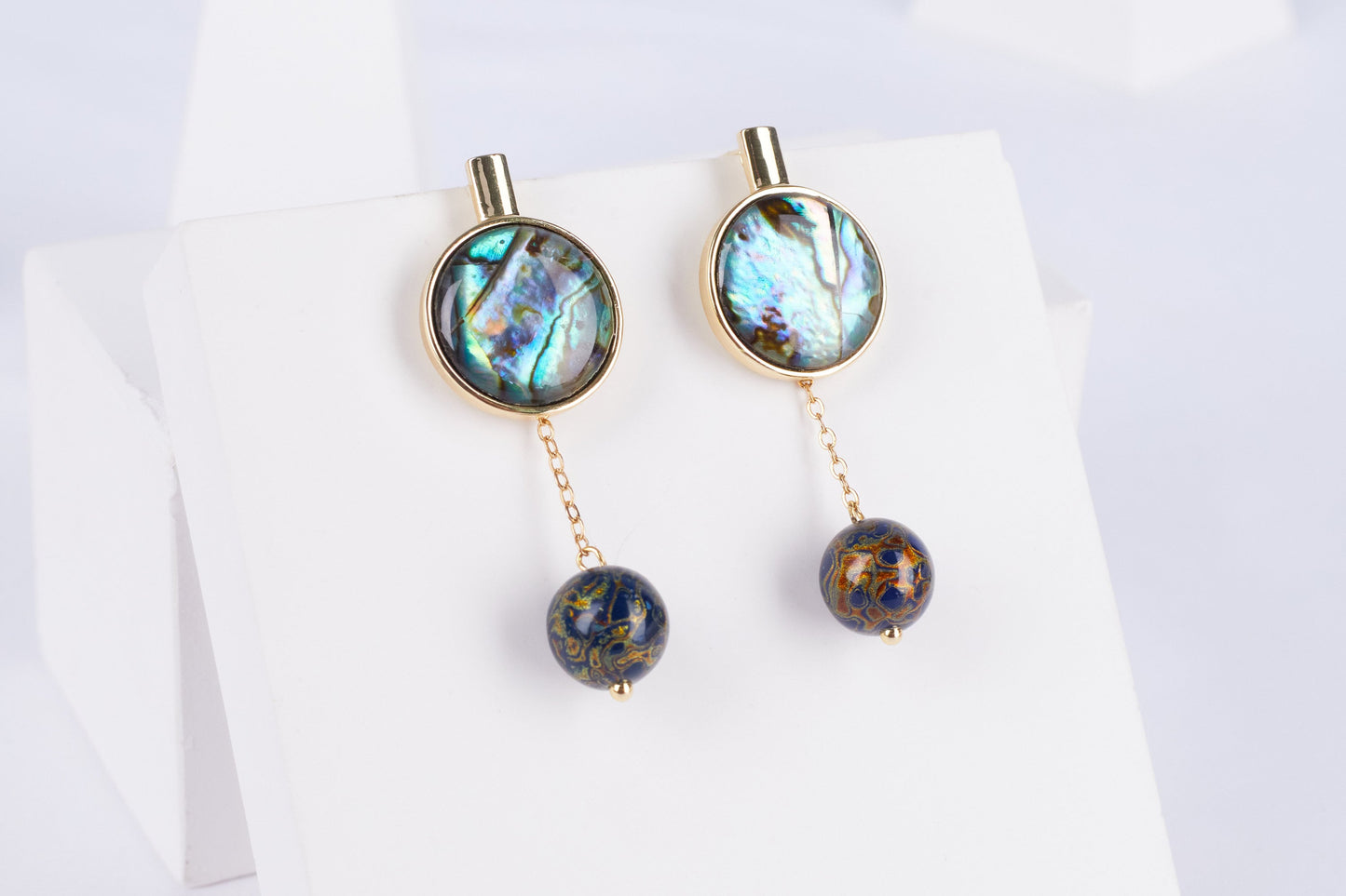 Jewelry/Lacquer earrings (5cm X 1.8cm)/Lacquer ball 18K gold plated/Round design