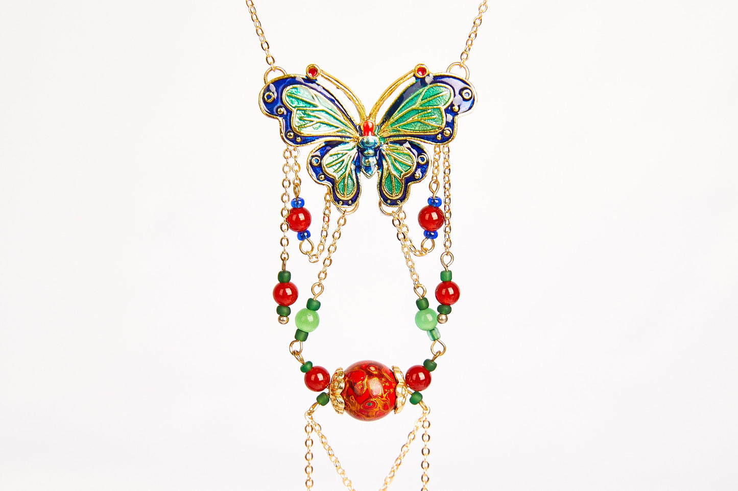 Jewelry/Lacquer hairpin (52cm X 3.5cm)/Enamel/Spring green butterfly