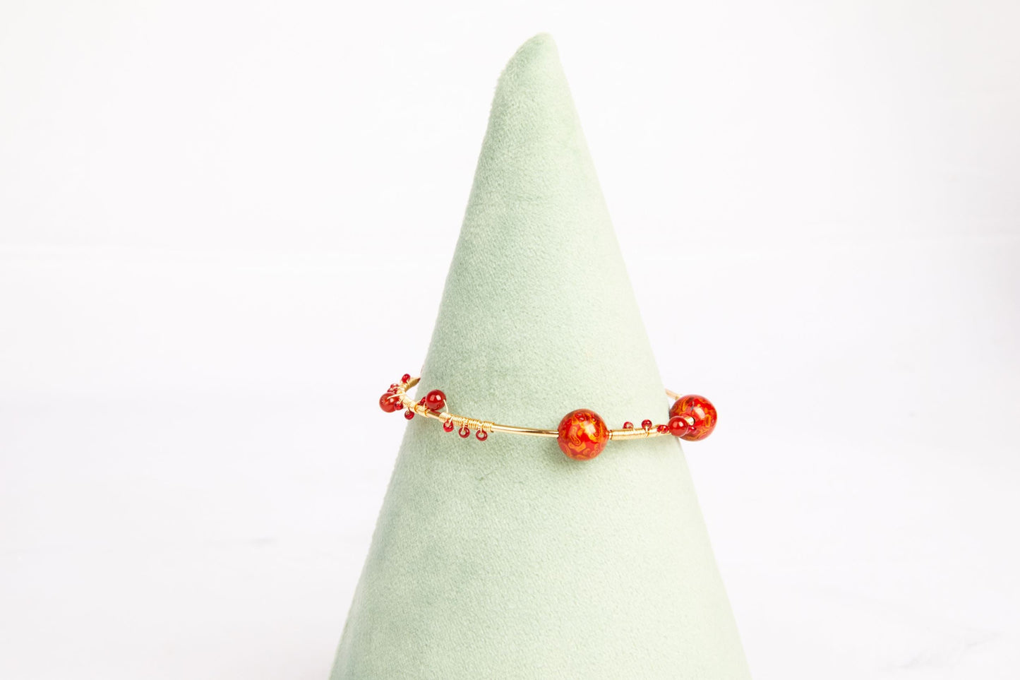 Jewelry/Lacquer bracelet (6.5cm X 1.0cm)/lucky red ball/18K gold plated