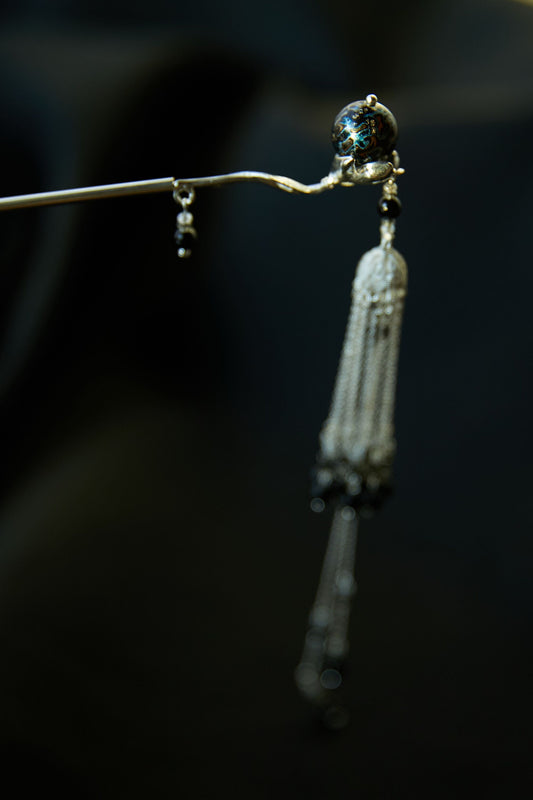Jewelry/Lacquer hairpin (31cm)/spring thunder blue ball
