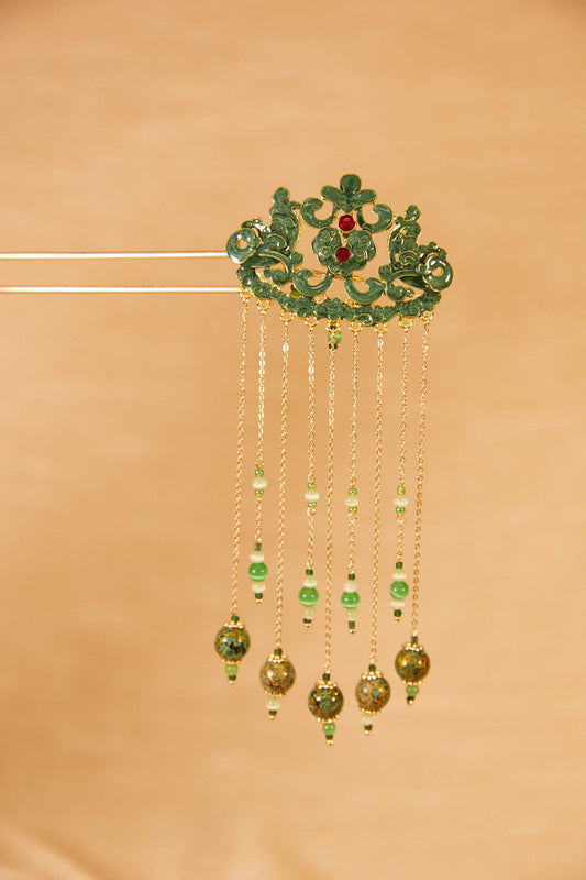 Jewelry/Lacquer hairpin (17cm X 16cm)/spring green ball/Jing Tai Lan