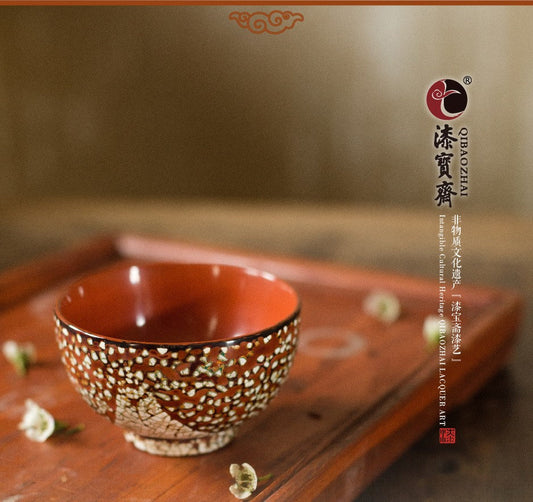 Dining/Chinese lacquer bowl/red & beige/DIY text