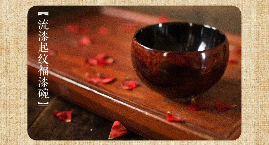 Dining/Chinese lacquer bowl/red & gold/DIY text