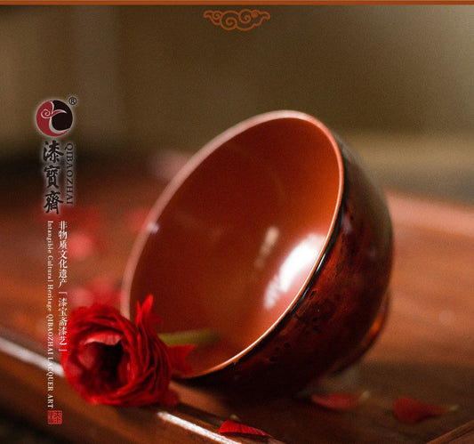 Dining/Chinese lacquer bowl/red & gold/DIY text