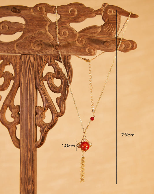 Jewelry/Lacquer necklace (29cm X 1.0cm)/lucky red ball