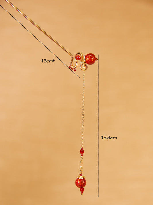 Jewelry/Lacquer hairpin (13cm X 13.8cm)/lucky red ball