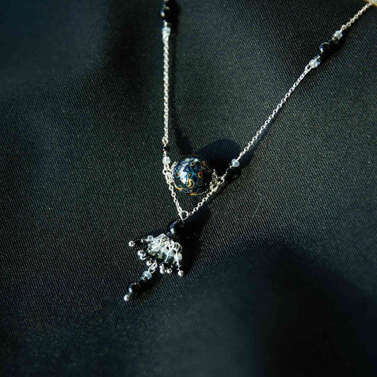 Jewelry/Lacquer necklace (55cm)/spring thunder blue ball