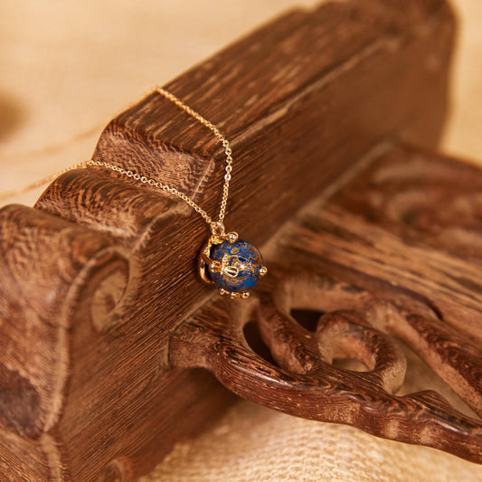 Jewelry/Lacquer necklace (44cm)/bee/blue ball