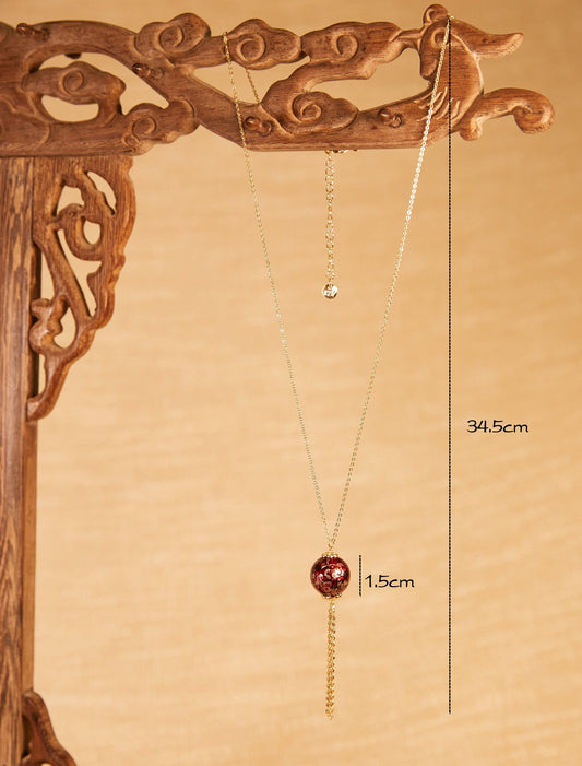 Jewelry/Lacquer necklace (34.5cm)/lucky red ball