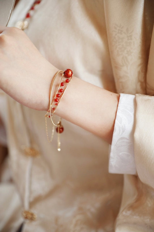 Jewelry/Lacquer bracelet (5.7cm X 1.0cm)/lucky red ball