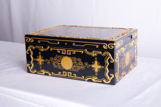 Chinese lacquer thread sculpture cigar box/luxury cigar box/Pattern flowers or dragon/24K gold foil