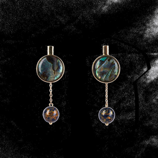 Jewelry/Lacquer earrings (5cm X 1.8cm)/Lacquer ball 18K gold plated/Round design