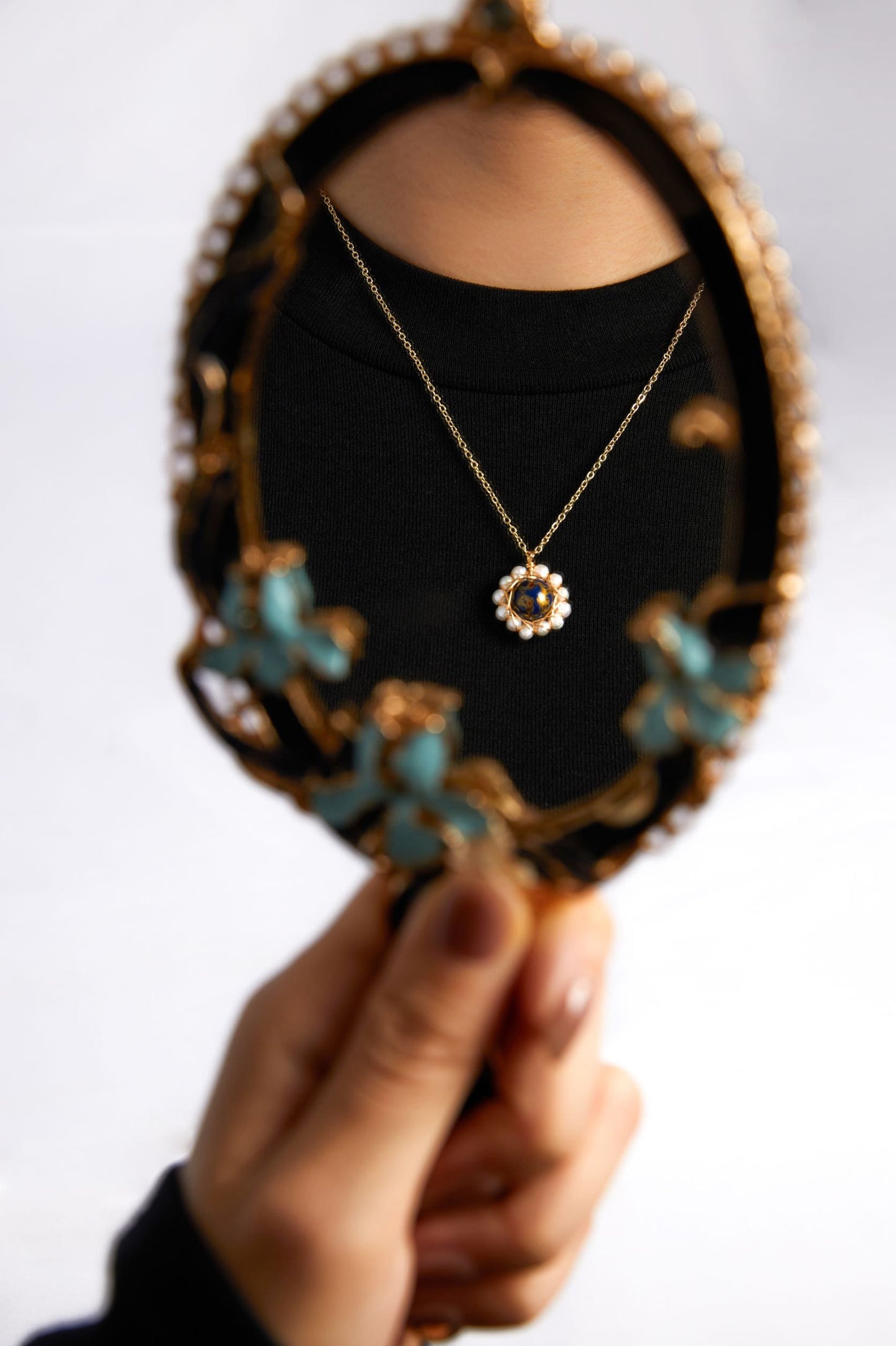 Jewelry/2cm diameter lacquer ball & natural pearls/18K gold plated necklace (24cm - 28 cm adjustable)/multiple-color sunflowers