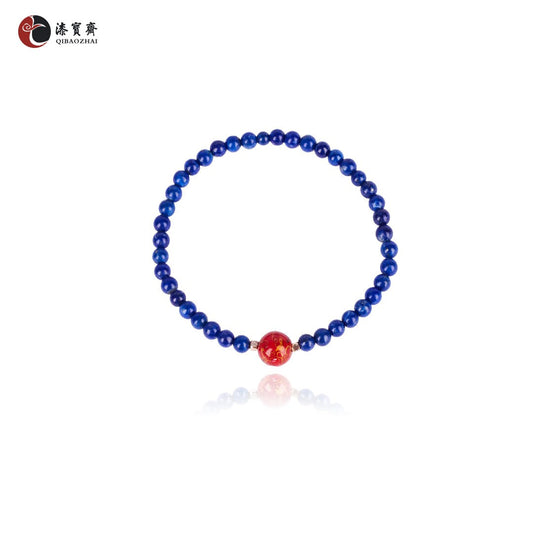 Jewelry/Lacquer bracelet (9cm X 6cm)/Blue and red lacquer ball/Crystal