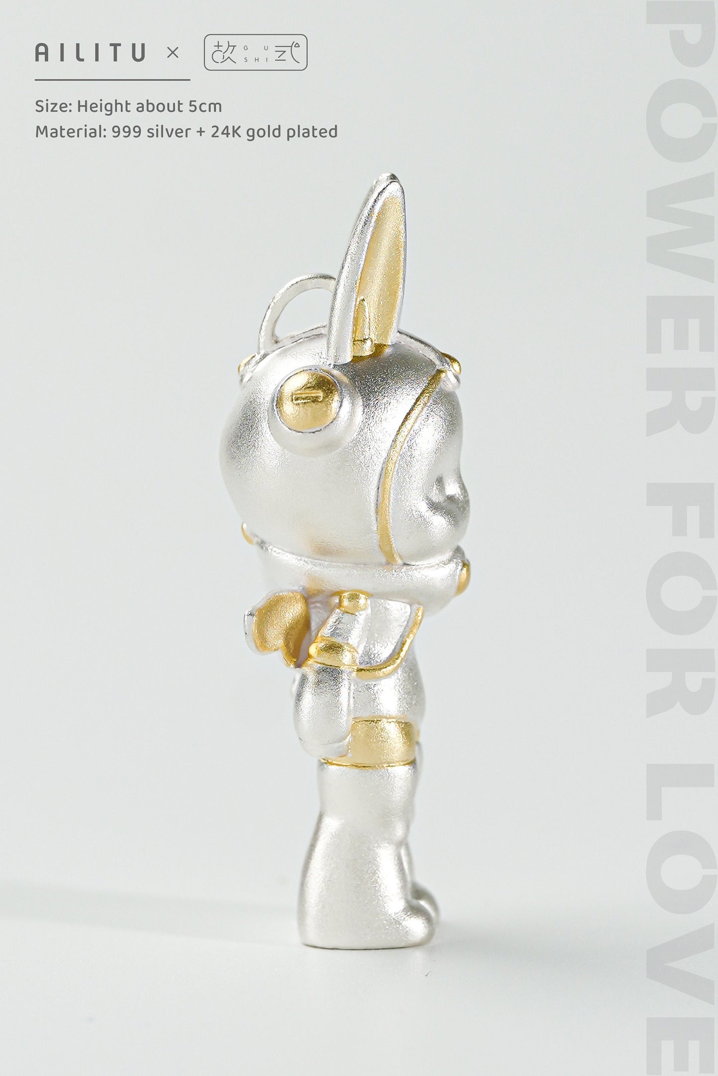 Jewelry/Silver Pendant/AILITU/Rabbit/Bunny/Pure Silver/24K Gold Plated/Height 1.97'' (5 cm)