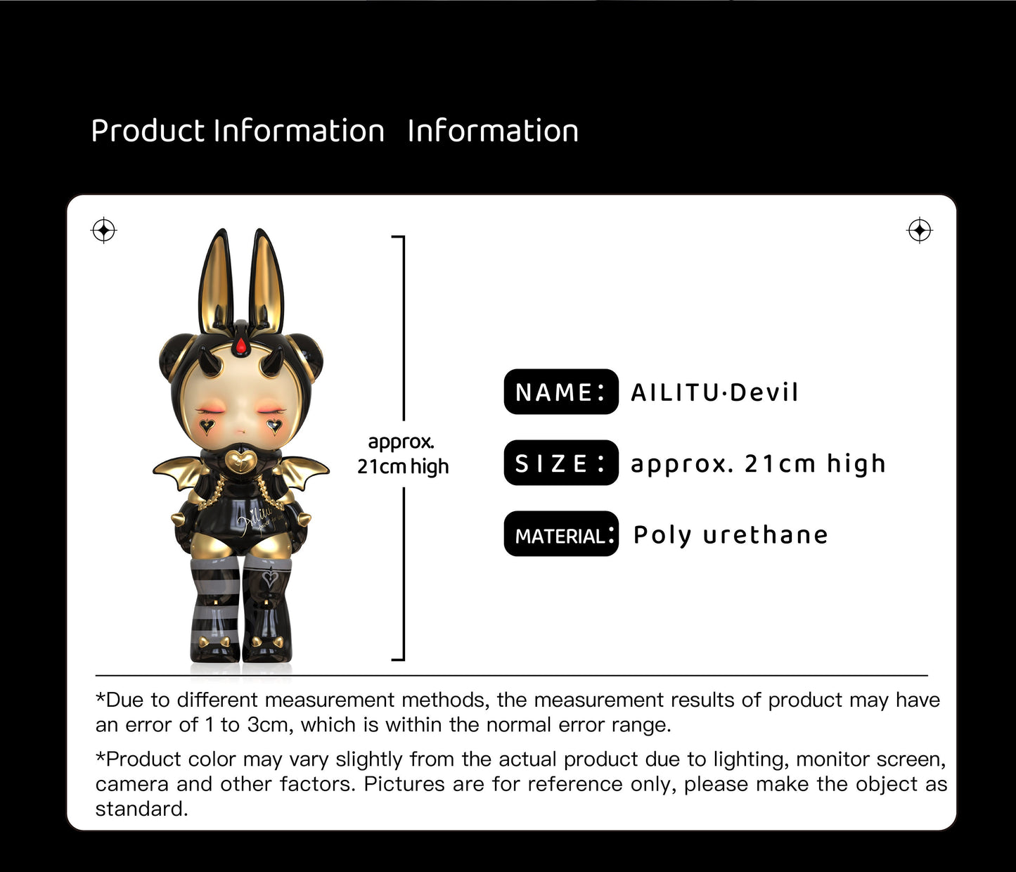 Art Designer Toy Figure/Limited Edition/AILITU - Devil/Material Polyurethane/8.27'' (21 cm) X 3.54'' (9 cm) X 2.76'' (7 cm)