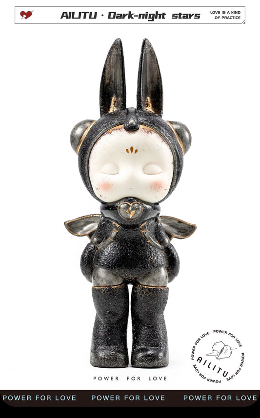 Art Toy Figure/AILITU Galaxy - Dark-night Star/Material Polyurethane/Chinese Lacquer/8.27'' (21 cm) X 3.54'' (9 cm) X 2.76'' (7 cm)