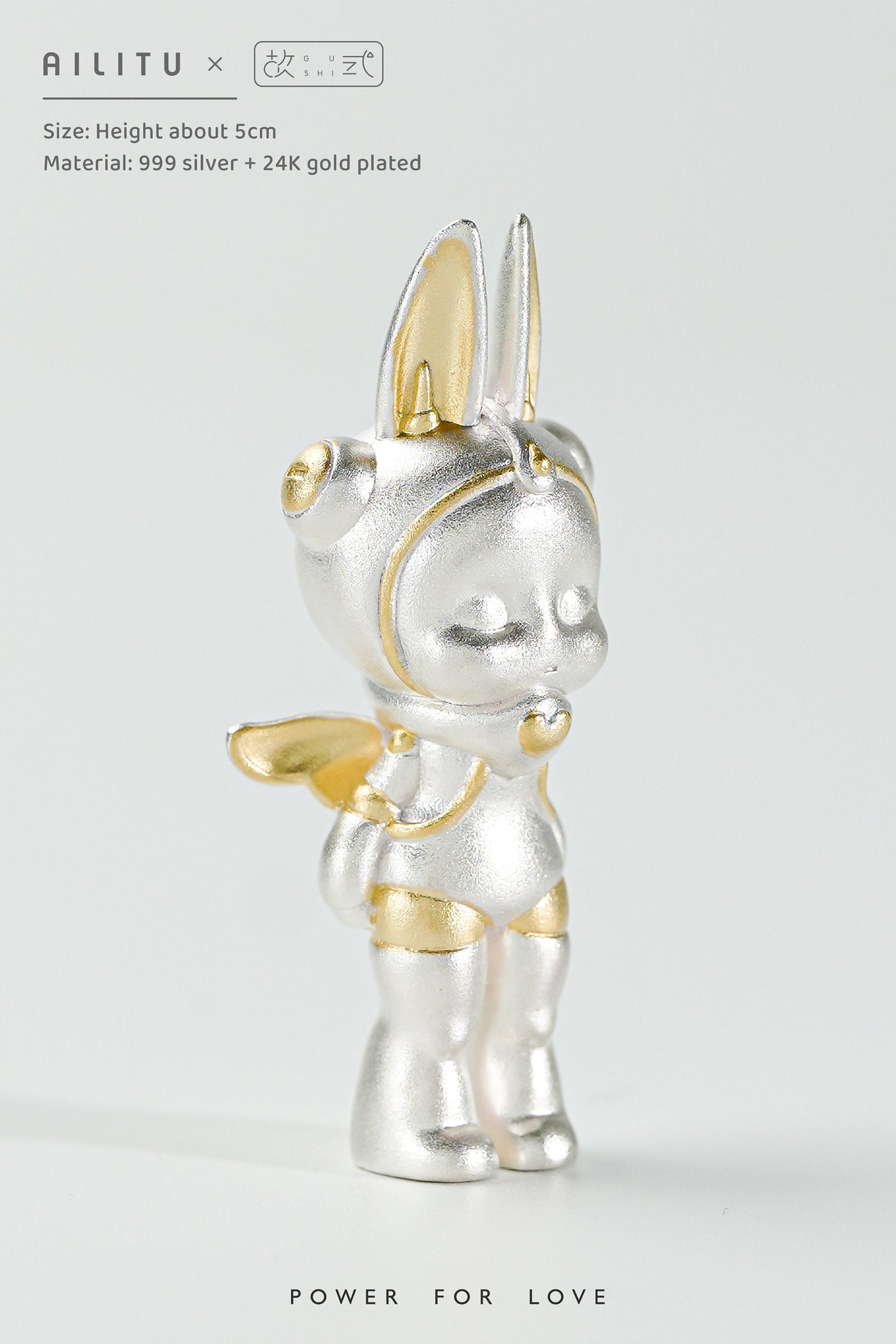 Jewelry/Silver Pendant/AILITU/Rabbit/Bunny/Pure Silver/24K Gold Plated/Height 1.97'' (5 cm)