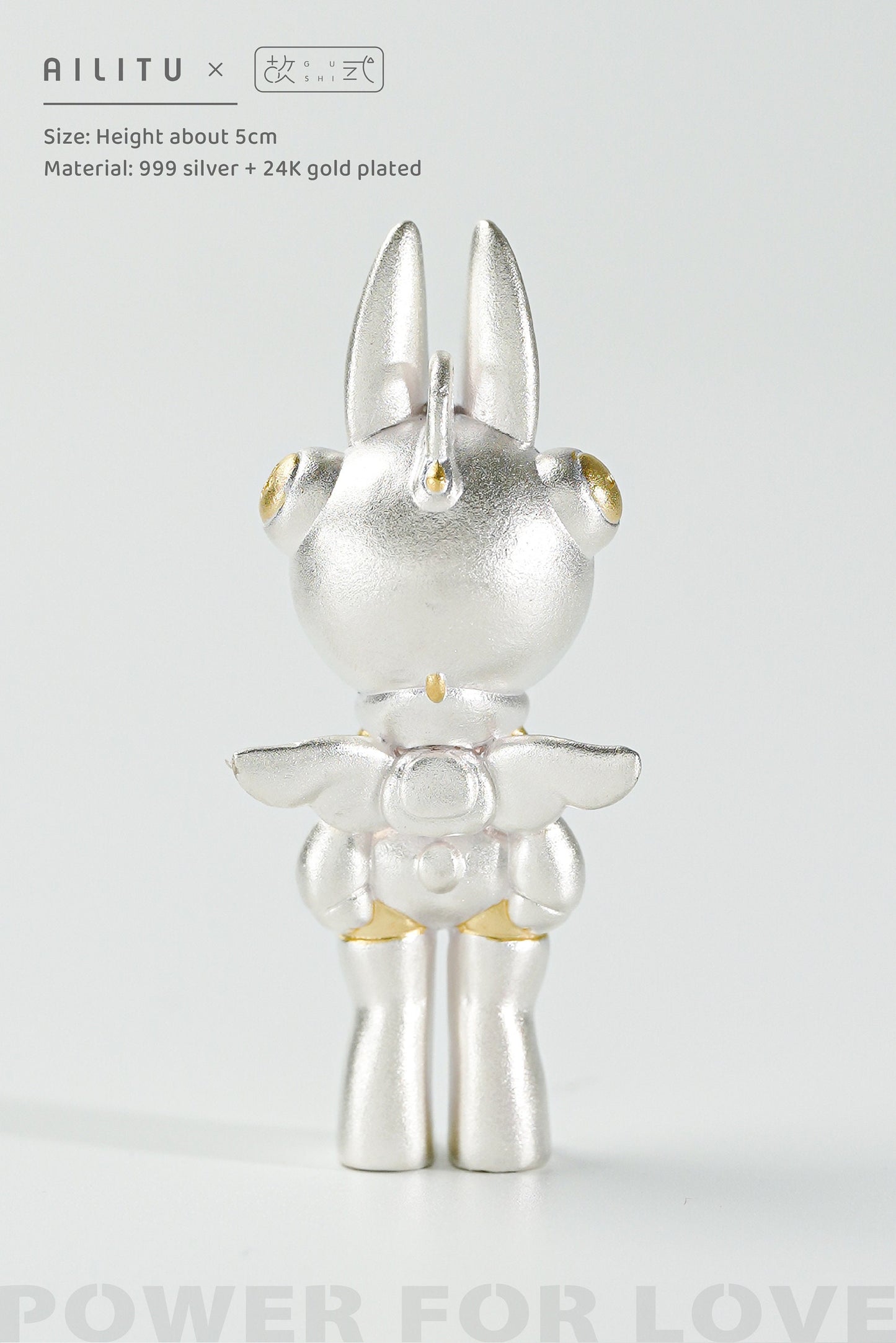 Jewelry/Silver Pendant/AILITU/Rabbit/Bunny/Pure Silver/24K Gold Plated/Height 1.97'' (5 cm)